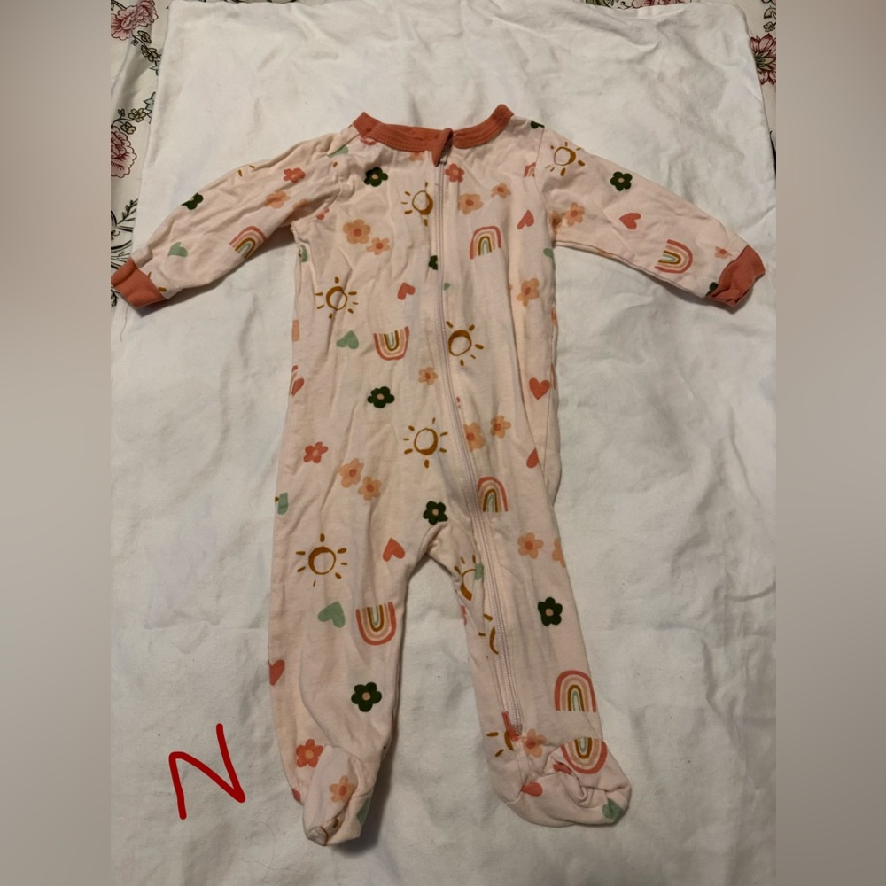 Gerber Pink Floral and Rainbow Footie